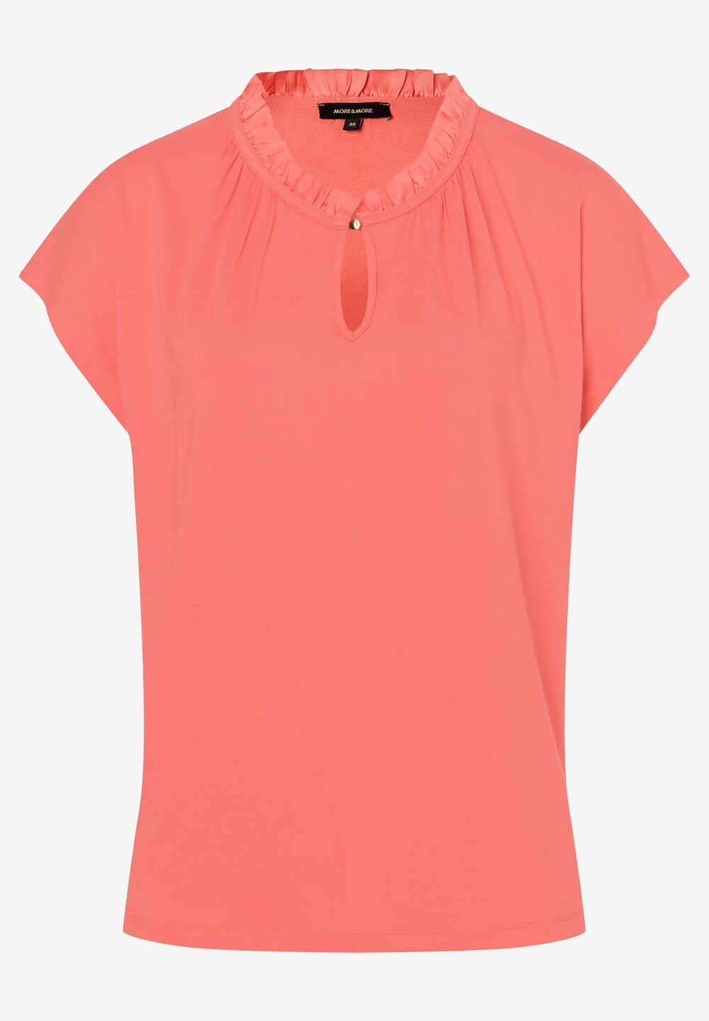 T-Shirt mit Rüschenkante, milky coral, Frühjahrs-Kollektion, apricotDetailansicht 1
