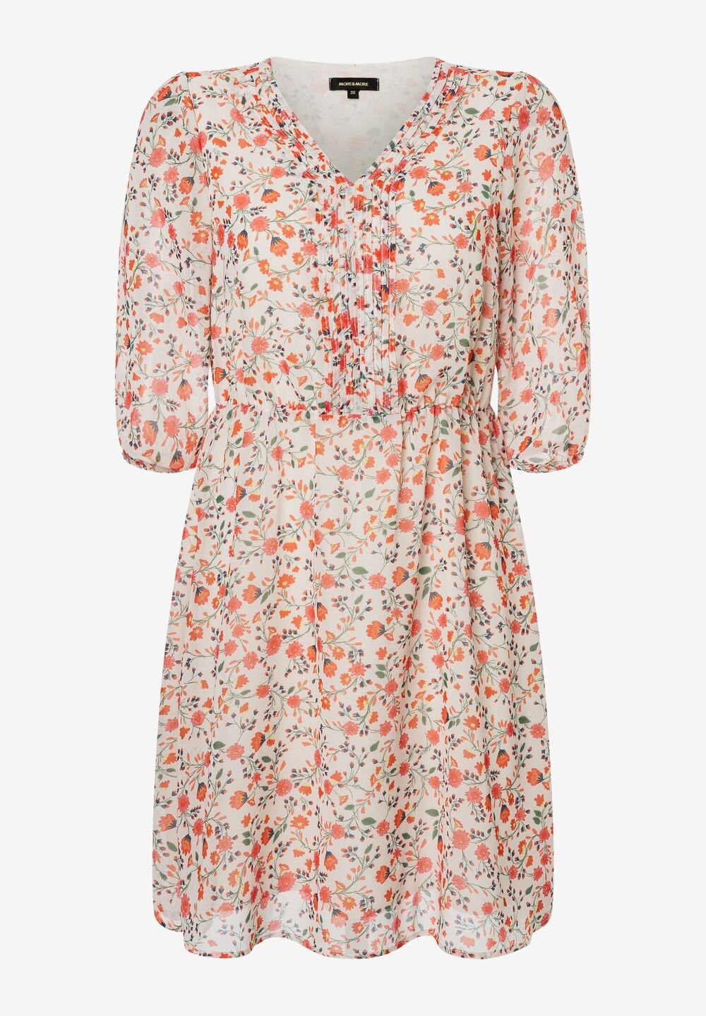 Chiffonkleid, Flowerprint, Frühjahrs-Kollektion, ecru Rückansicht