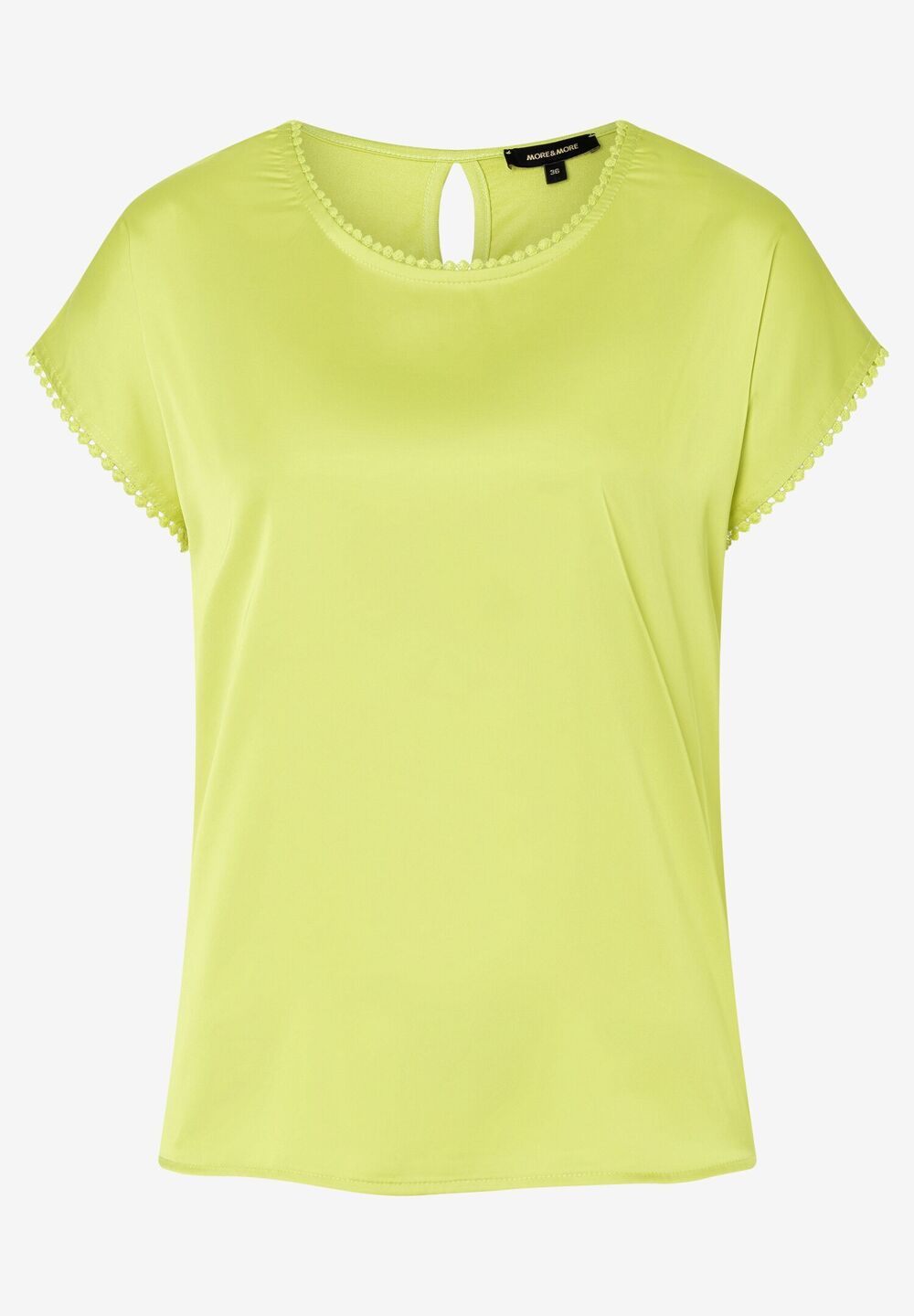 Blusenshirt mit Zierkante, lime green, Sommer-Kollektion, gelbFrontansicht