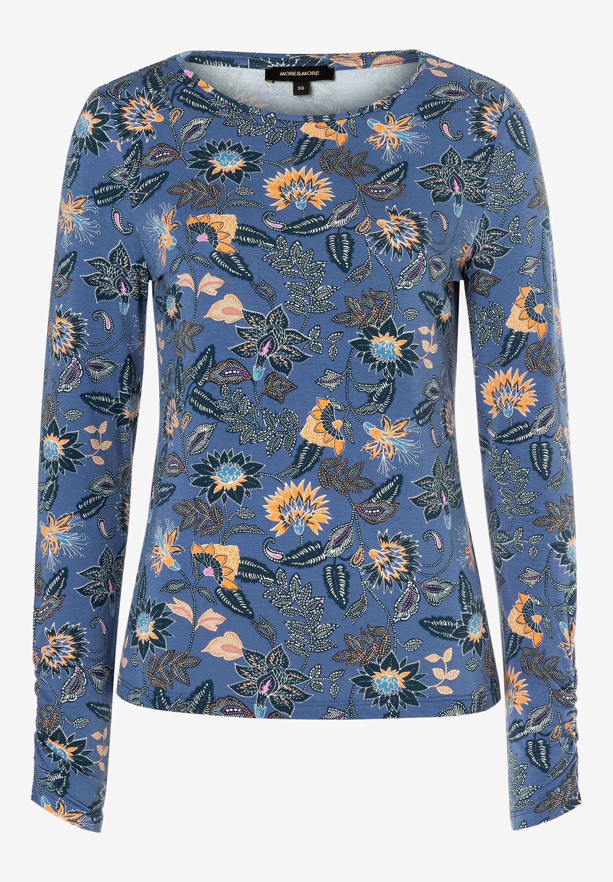 Langarmshirt mit Paisleyprint, smoke blue, Der & | Onlineshop MORE MORE offizielle Herbst-Kollektion