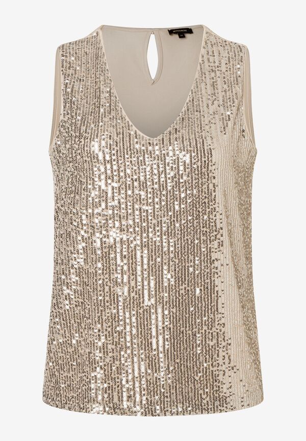 4027819913495 - MORE & Top V-Ausschnitt Pailletten für Damen beige 38 4027819913495 - MORE & Top V-Ausschnitt Pailletten für Damen beige 38