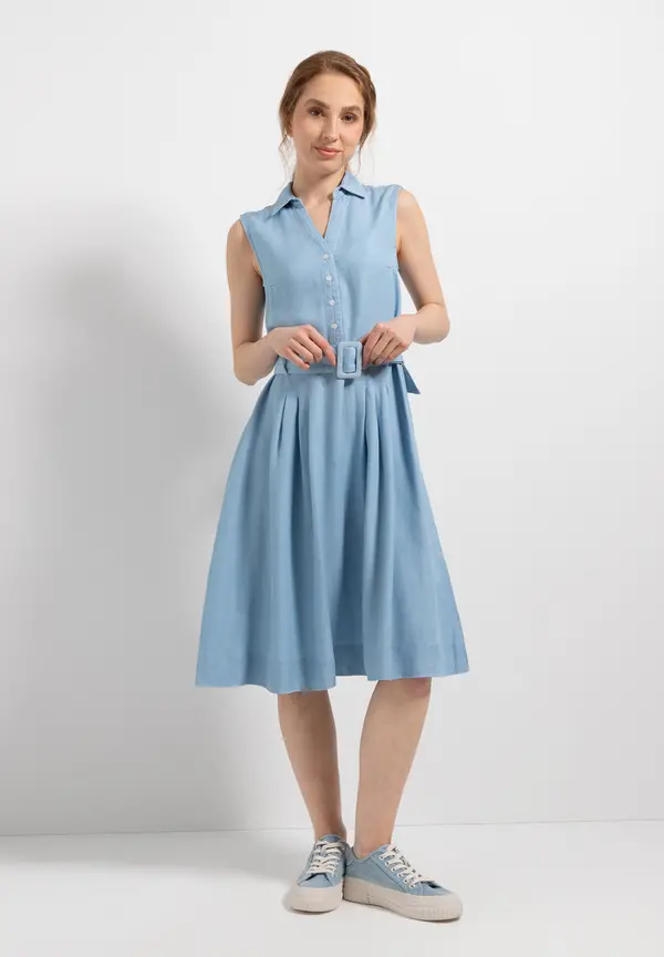 More & More Lyocell Kleid, denim blue, Sommer-Kollektion