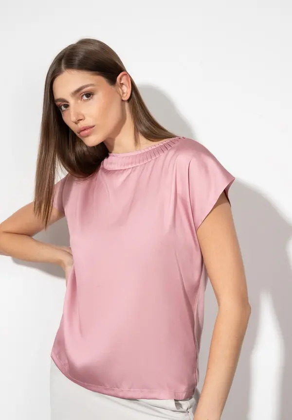 More & More Shirt mit Satinfront, rose blush