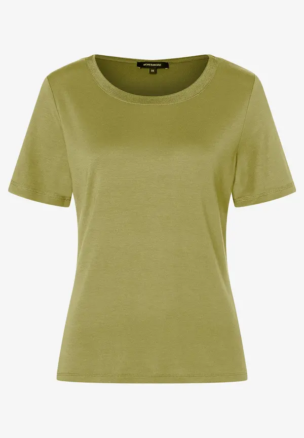 More & More T-Shirt mit Zierkante, soft moss green