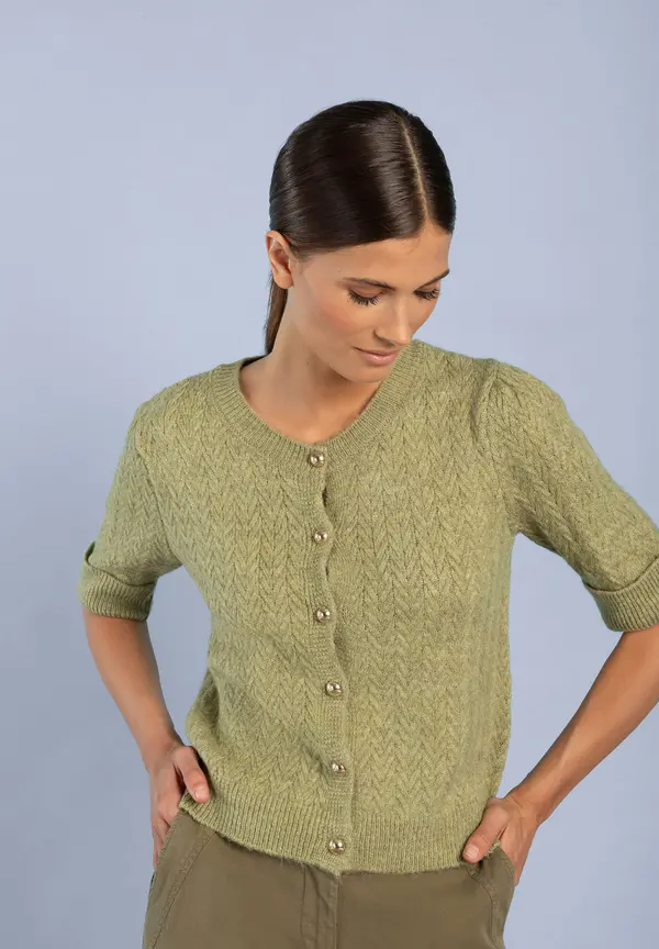 More & More Cardigan, Kurzarm, soft moss green