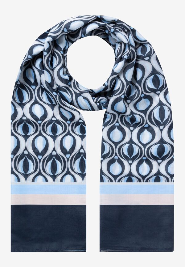Schal mit grafischem Print, marine/hellblau, Frühjahrs-Kollektion