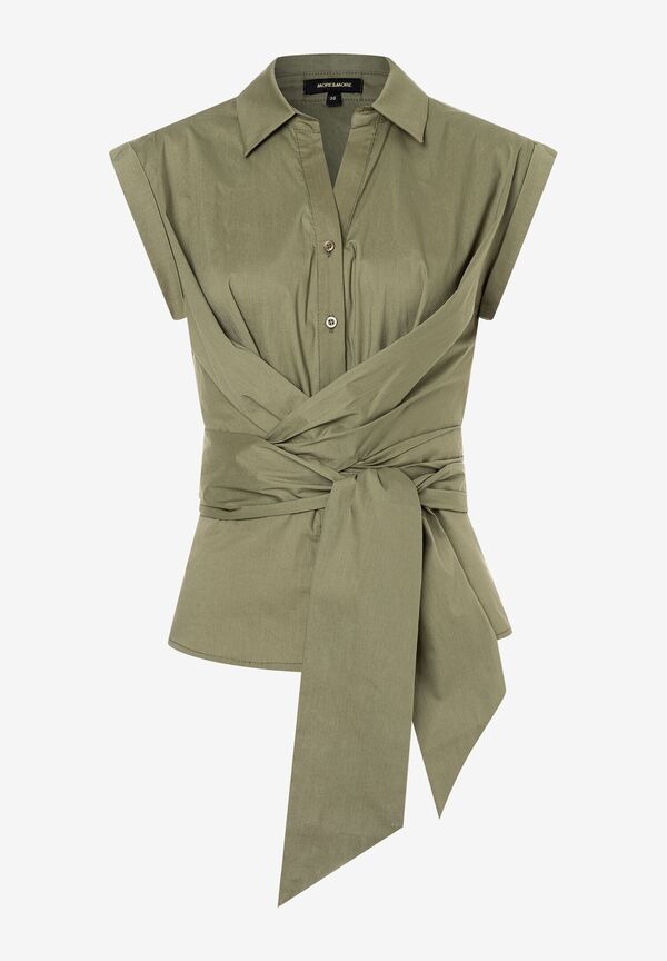 4031664064110 - Bluse mit Schleife tundra olive Sommer-Kollektion 4031664064110 - Bluse mit Schleife tundra olive Sommer-Kollektion