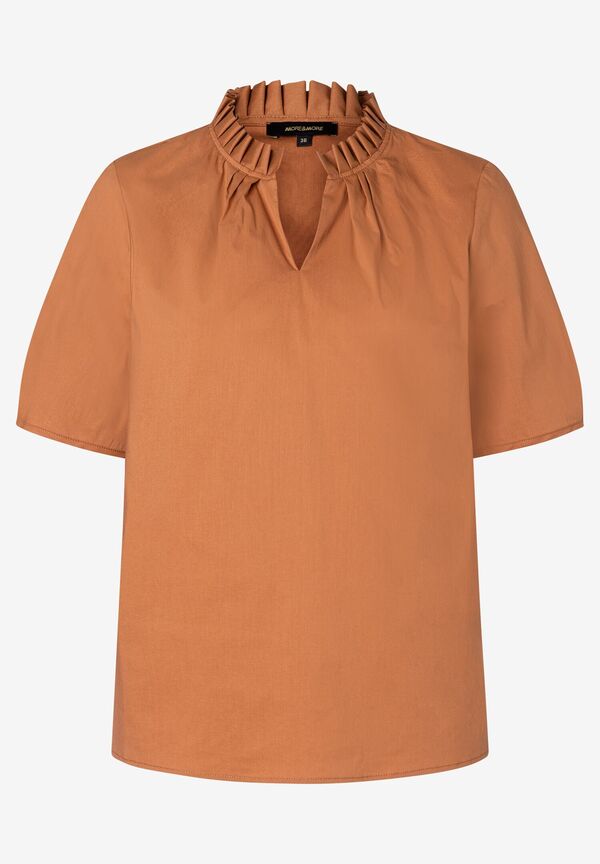Bluse mit Fältchen-Stehkragen, clay brown, Sommer-Kollektion günstig online kaufen